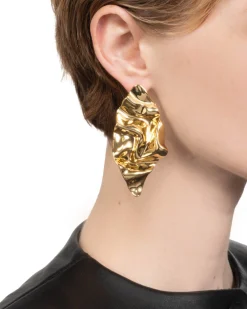 Crumpled Large Post Earring- Gold
