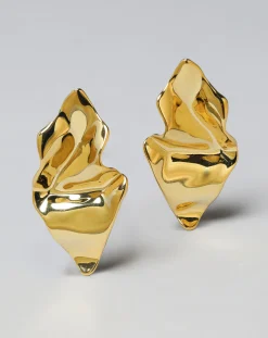 Crumpled Small Post Earring- Gold