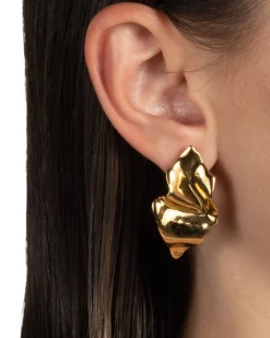 Crumpled Small Post Earring- Gold