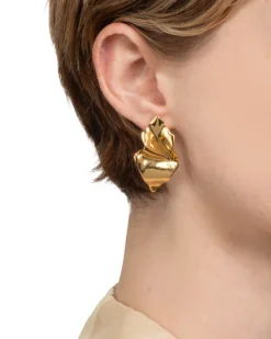 Crumpled Small Post Earring- Gold