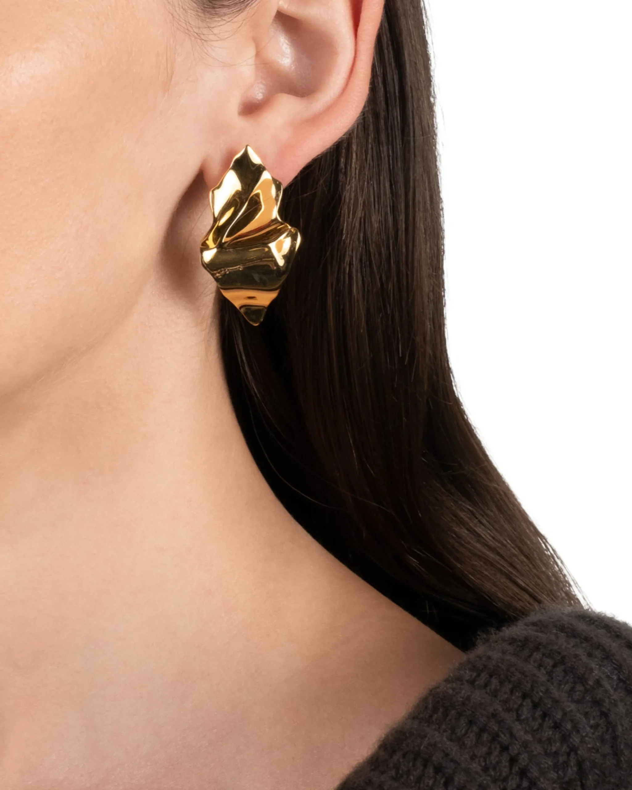 Crumpled Small Post Earring- Gold