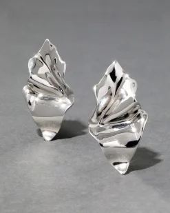 Crumpled Small Post Earring - Silver