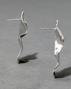 Crumpled Small Post Earring - Silver