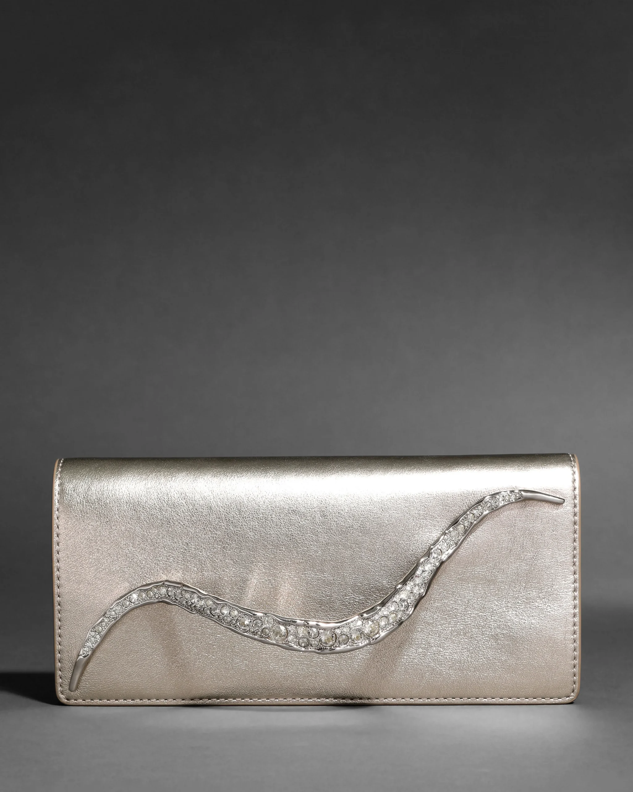 Crystal Curve Clutch- Champagne