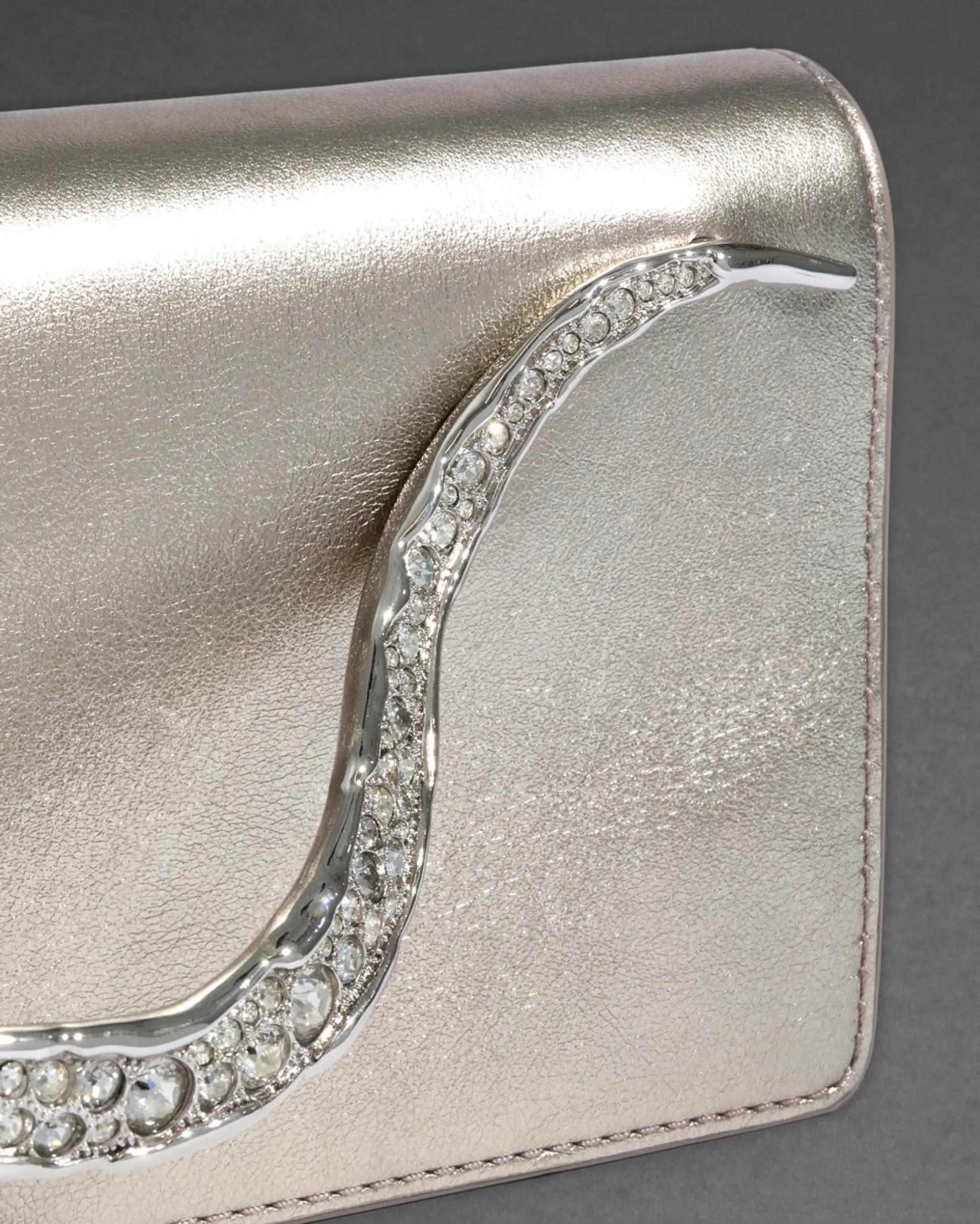 Crystal Curve Clutch- Champagne