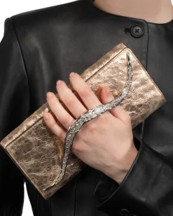 Crystal Curve Clutch- Crushed Rose Gold
