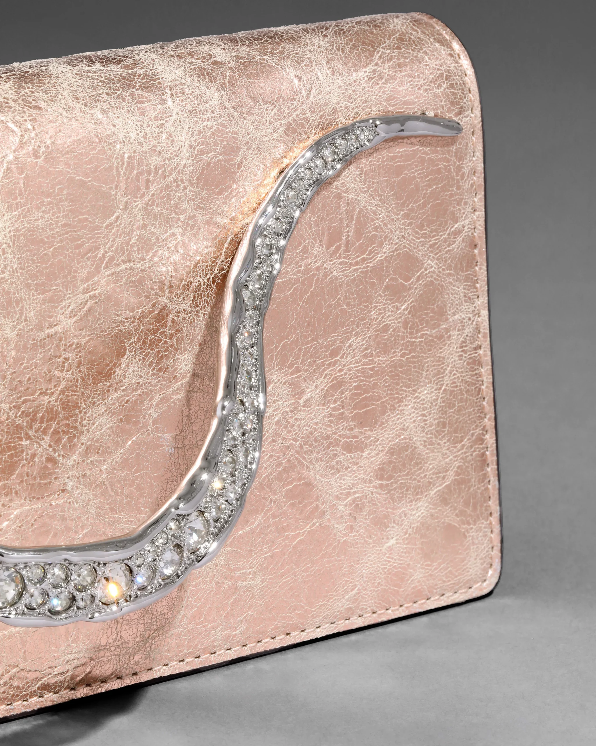 Crystal Curve Clutch- Crushed Rose Gold