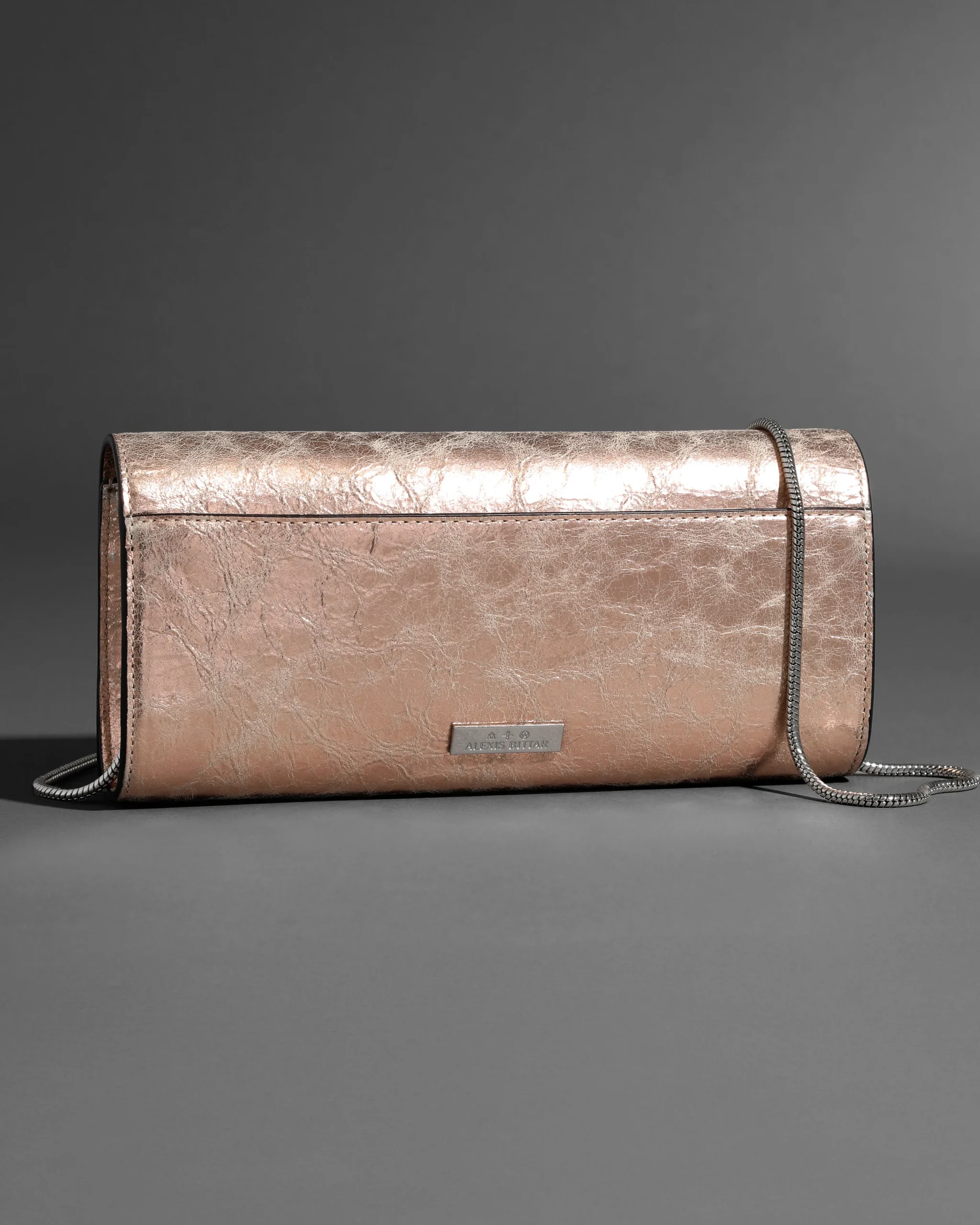 Crystal Curve Clutch- Crushed Rose Gold