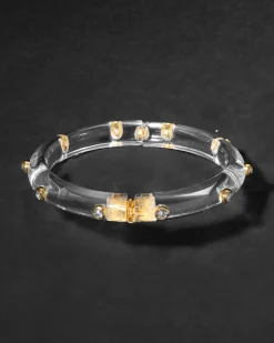 Crystal Studded Lucite Hinge Bracelet- Clear