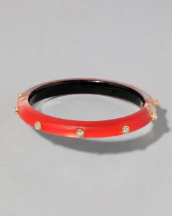 Crystal Studded Lucite Hinge Bracelet- Lipstick Red