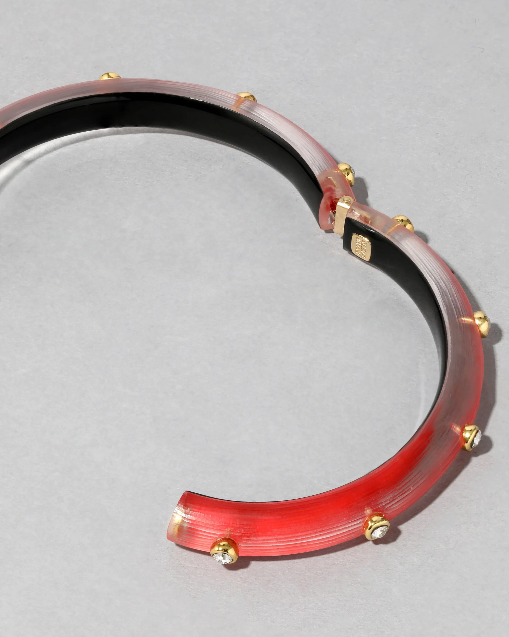 Crystal Studded Lucite Hinge Bracelet- Lipstick Red