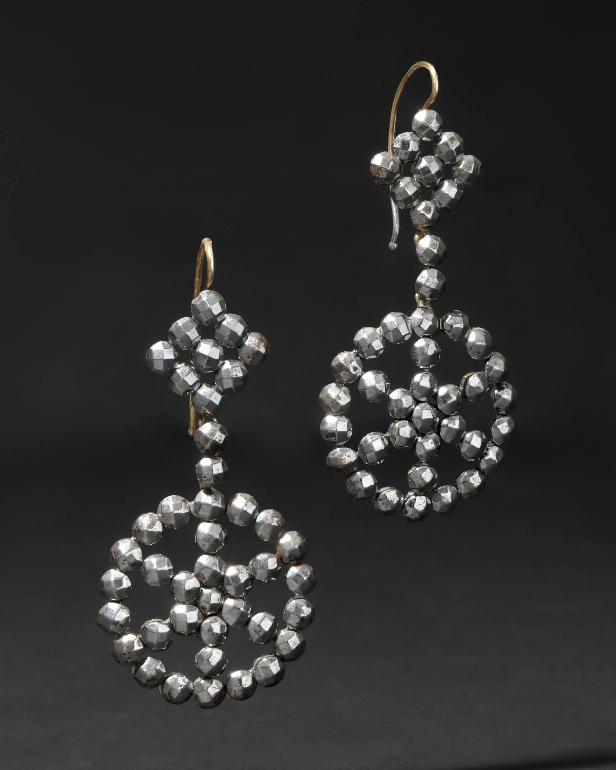 Cut Steel Medium Spoke Wire Drop Earring