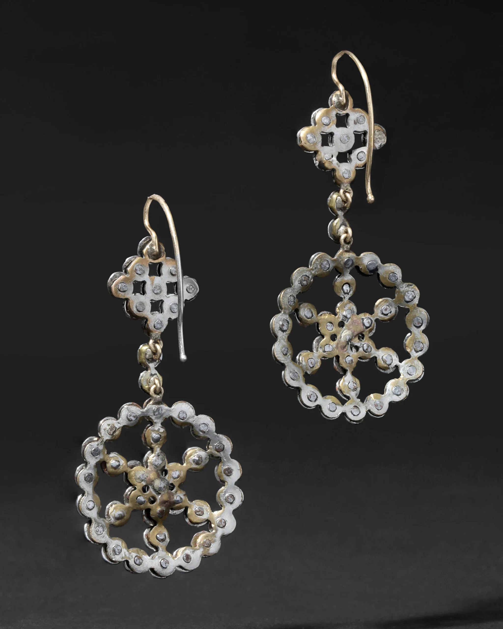 Cut Steel Medium Spoke Wire Drop Earring