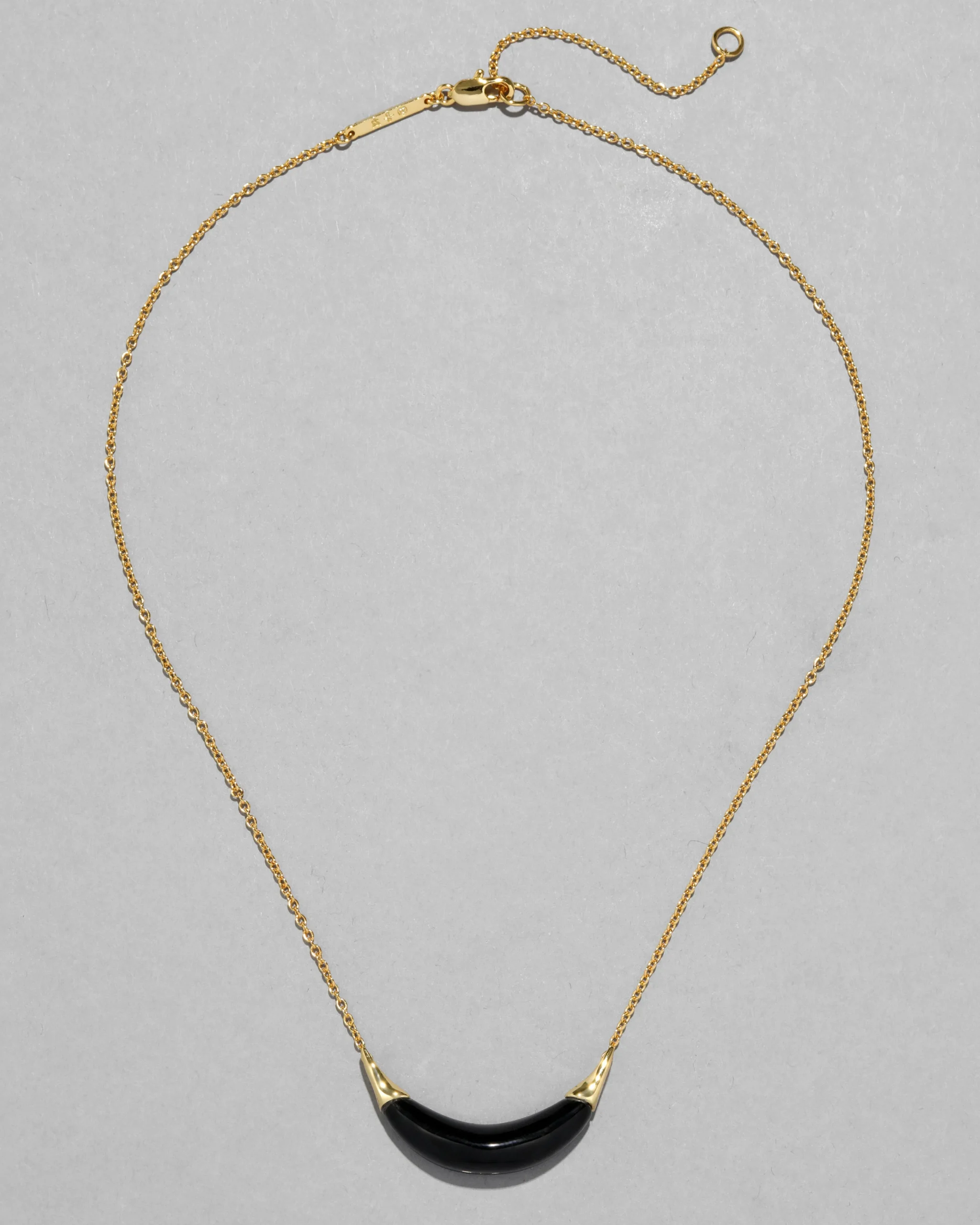Gold Capped Crescent Lucite Necklace- Onyx