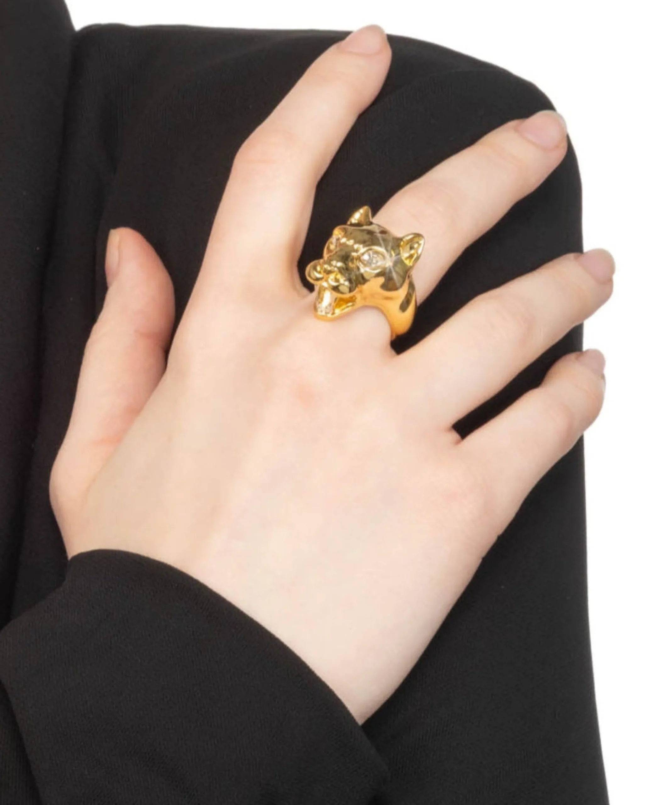Gold Panther Visage Ring