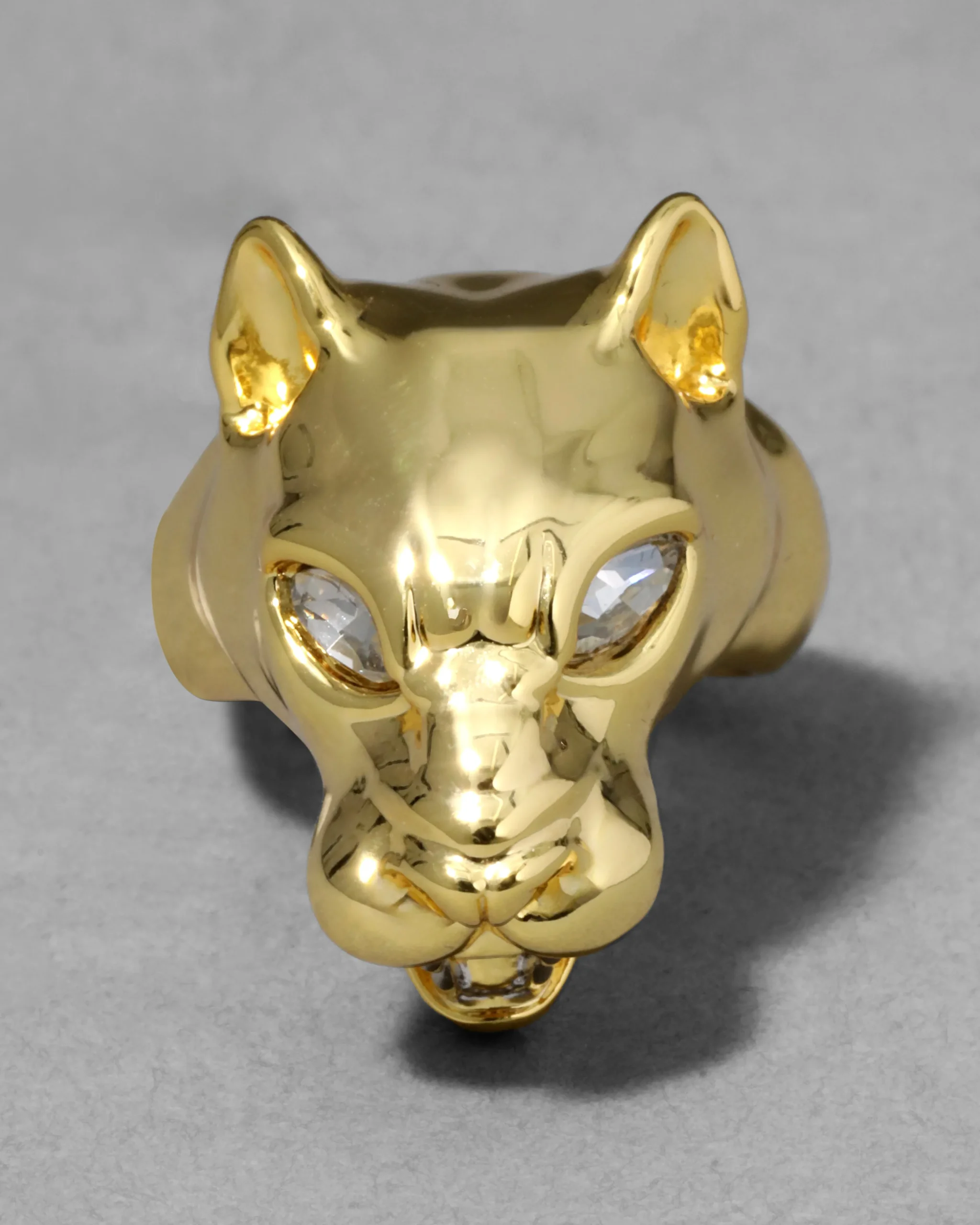 Gold Panther Visage Ring