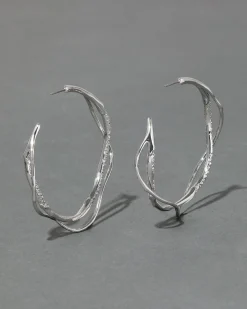 Intertwined Silver Pave Hoop Earring