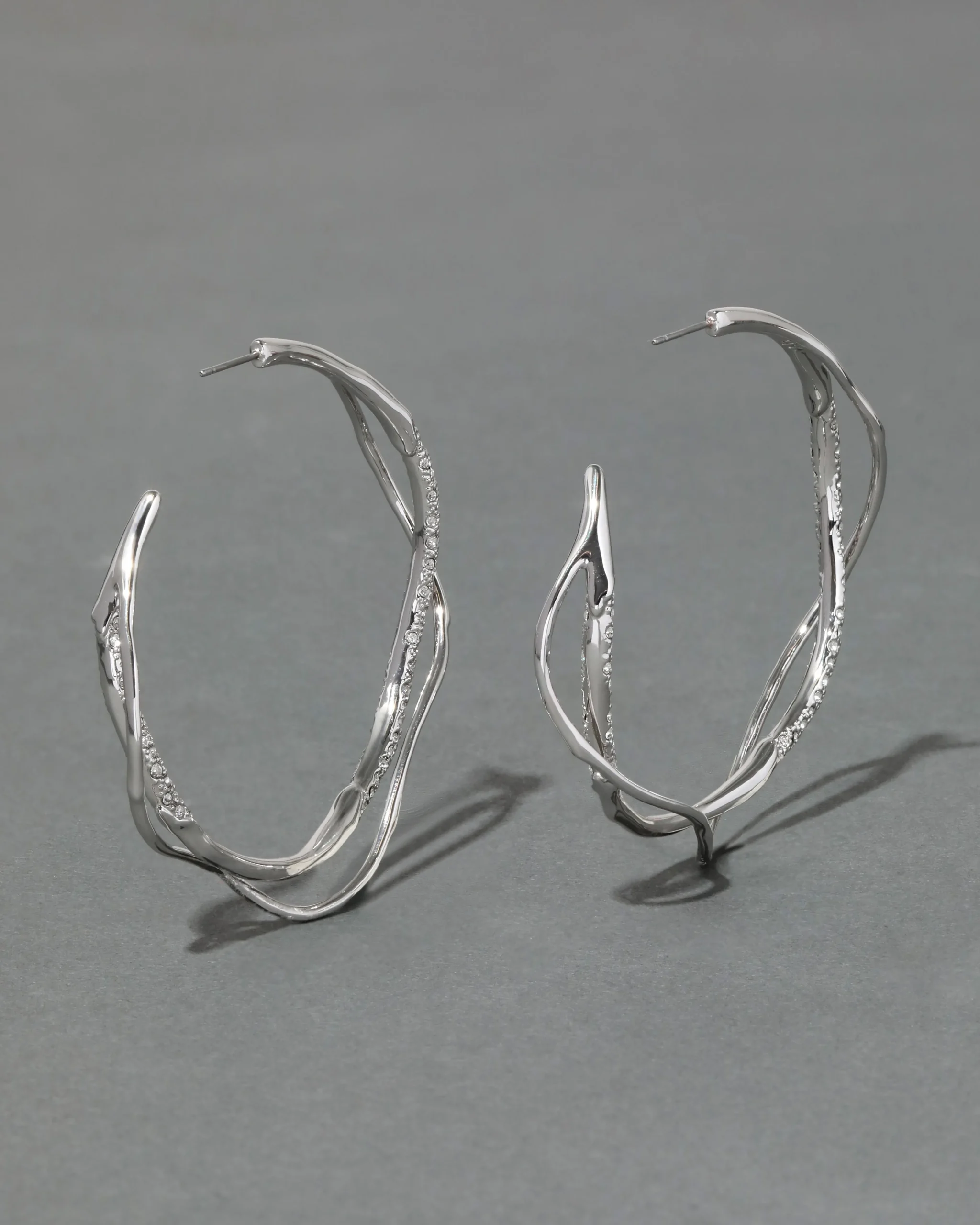 Intertwined Silver Pave Hoop Earring