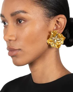 Jardin Gold Rose Clip Earring