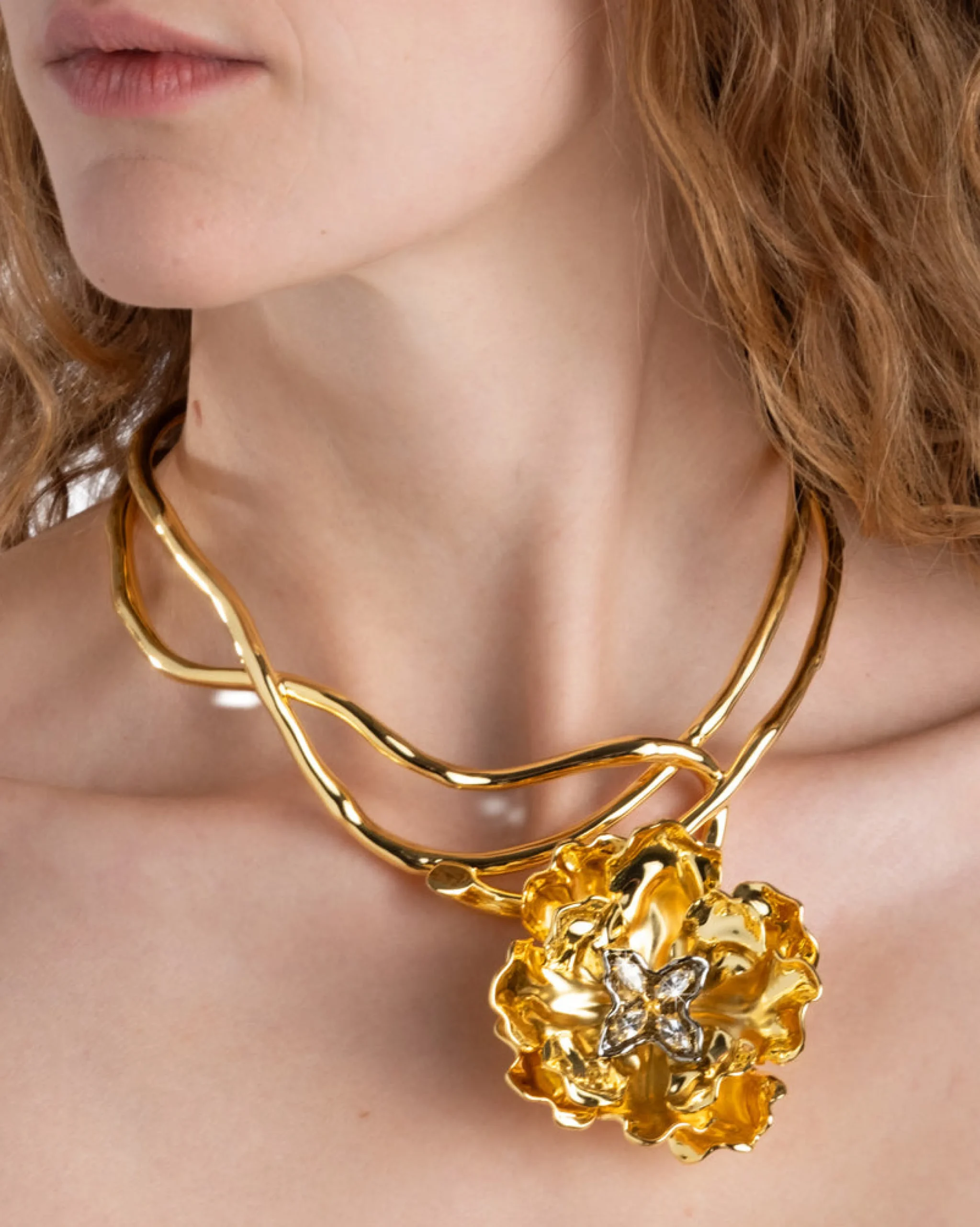 Jardin Gold Rose Collar Necklace