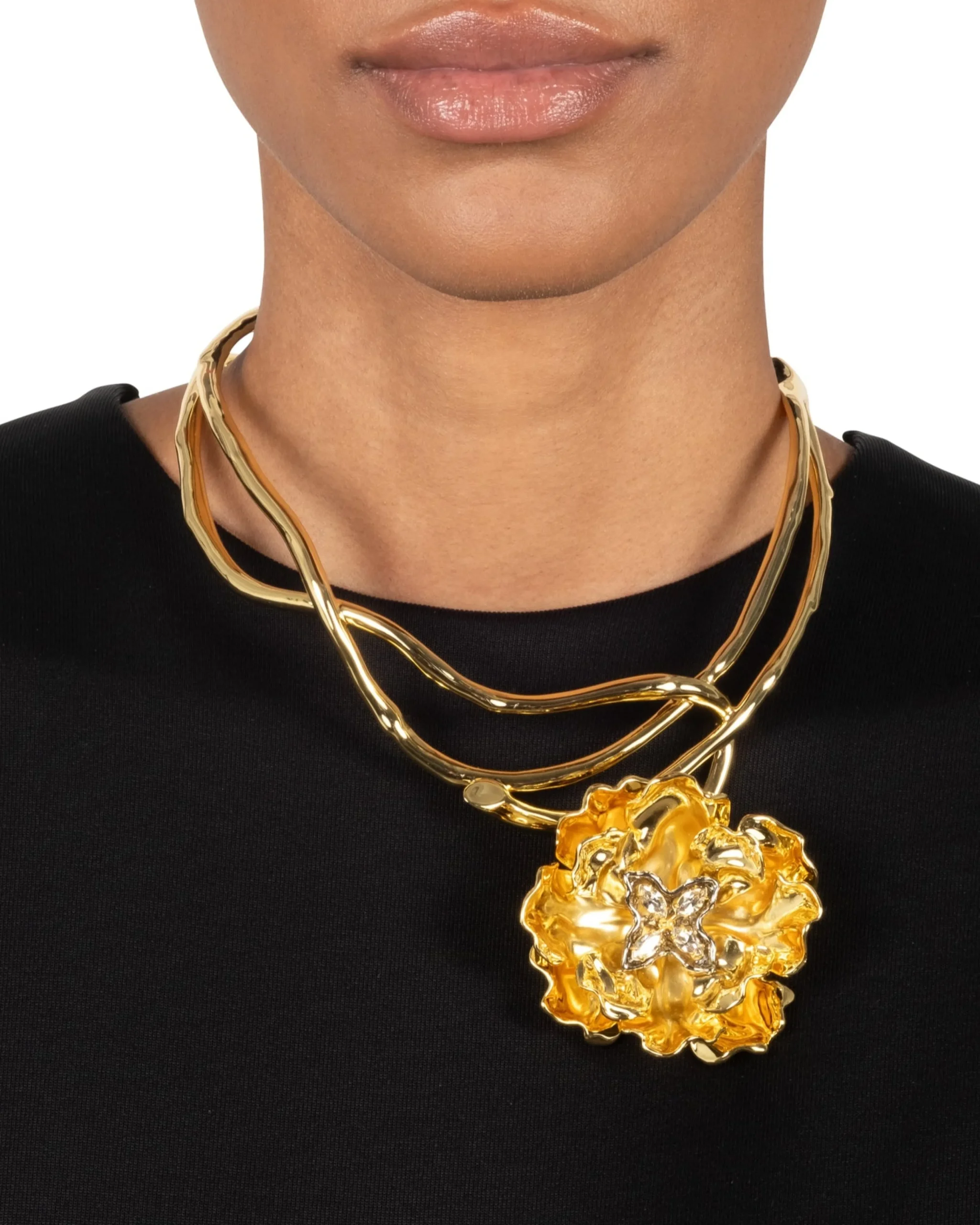 Jardin Gold Rose Collar Necklace