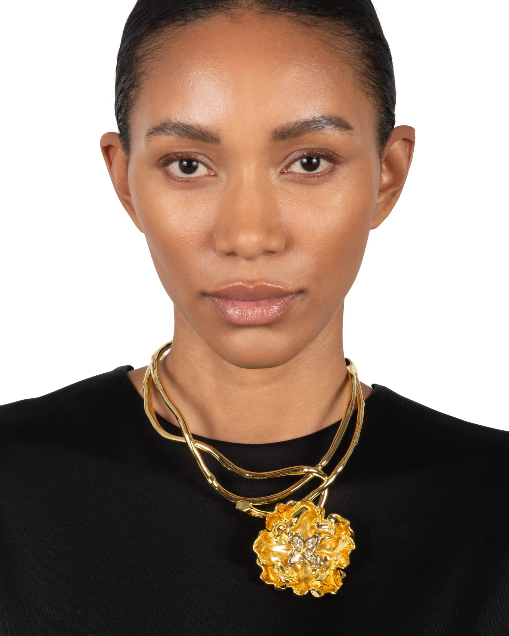 Jardin Gold Rose Collar Necklace