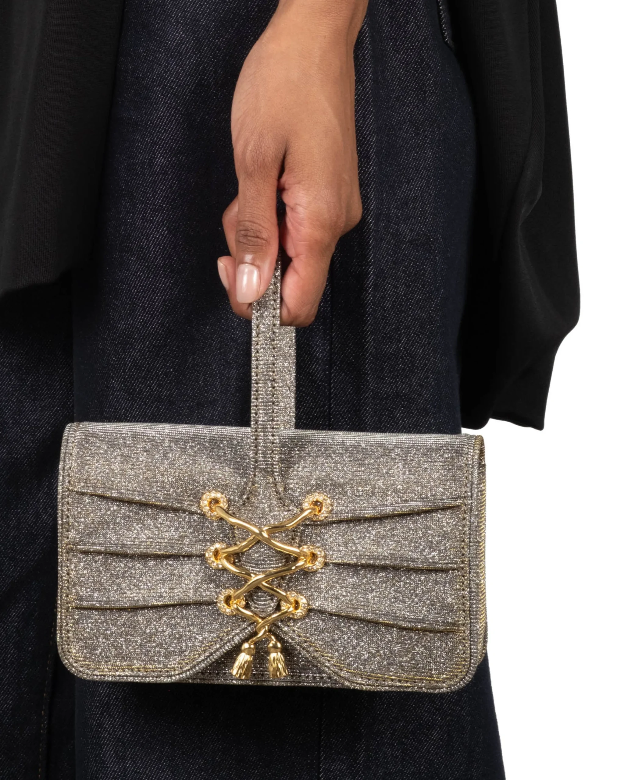 Lace-Up Wristlet- Disco Gold