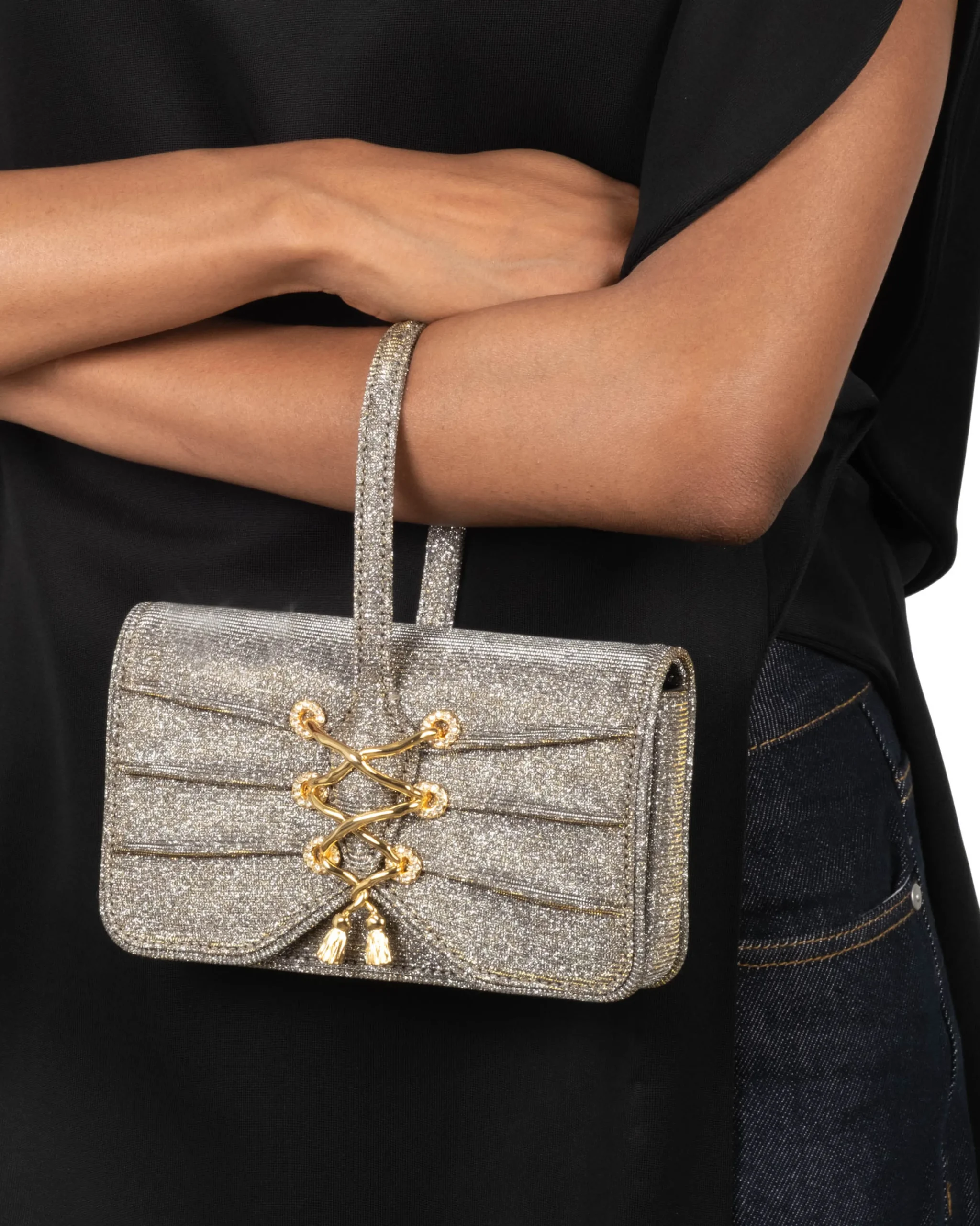 Lace-Up Wristlet- Disco Gold