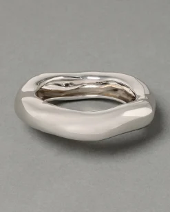 Large Molten Bangle Bracelet - Silver