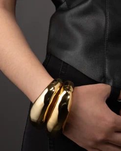 Large Molten Hinged Cuff- Gold