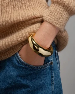 Large Molten Hinged Cuff- Gold