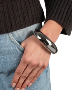 Large Molten Hinged Cuff - Silver