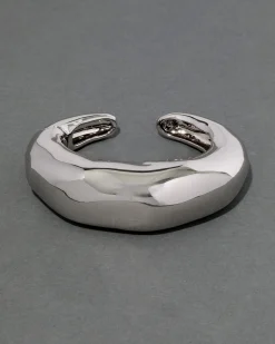 Large Molten Hinged Cuff - Silver
