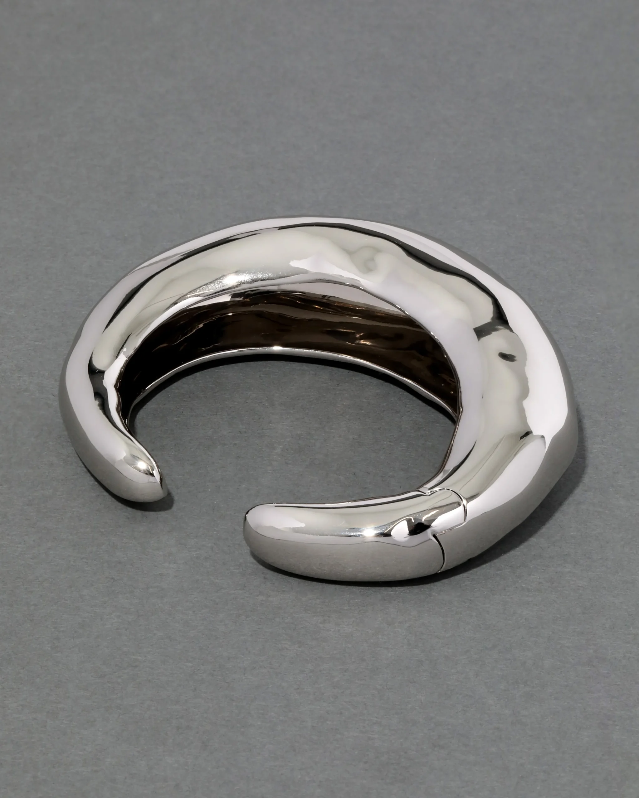 Large Molten Hinged Cuff - Silver