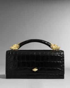 Lioness Top Handle Clutch- Black