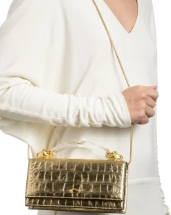 Lioness Top Handle Clutch- Gold