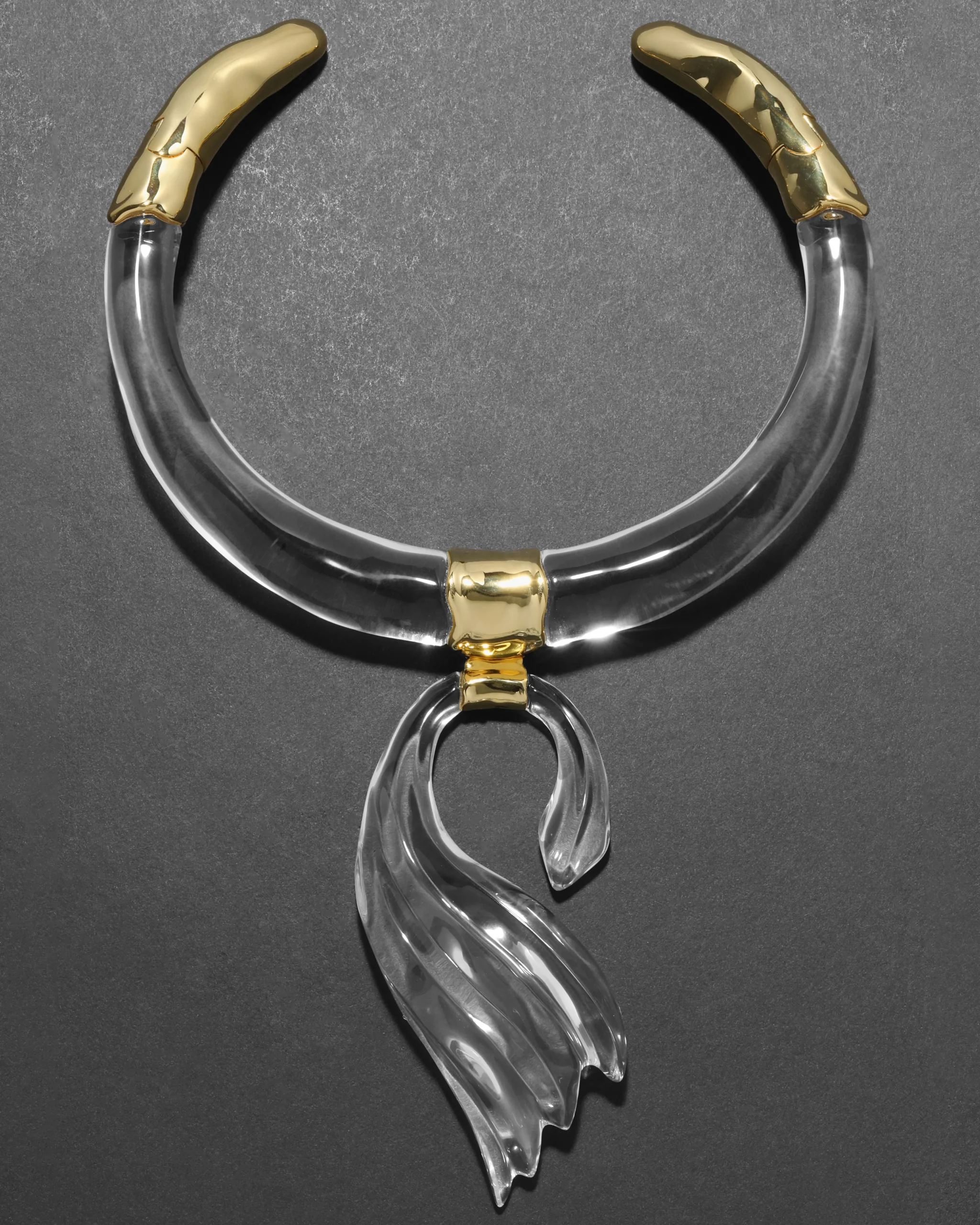 Liquid Lucite Brutalist Pendant Collar Necklace