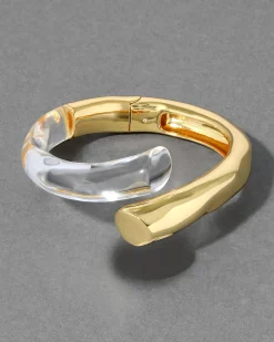 Liquid Lucite Bypass Hinge Bracelet- Clear