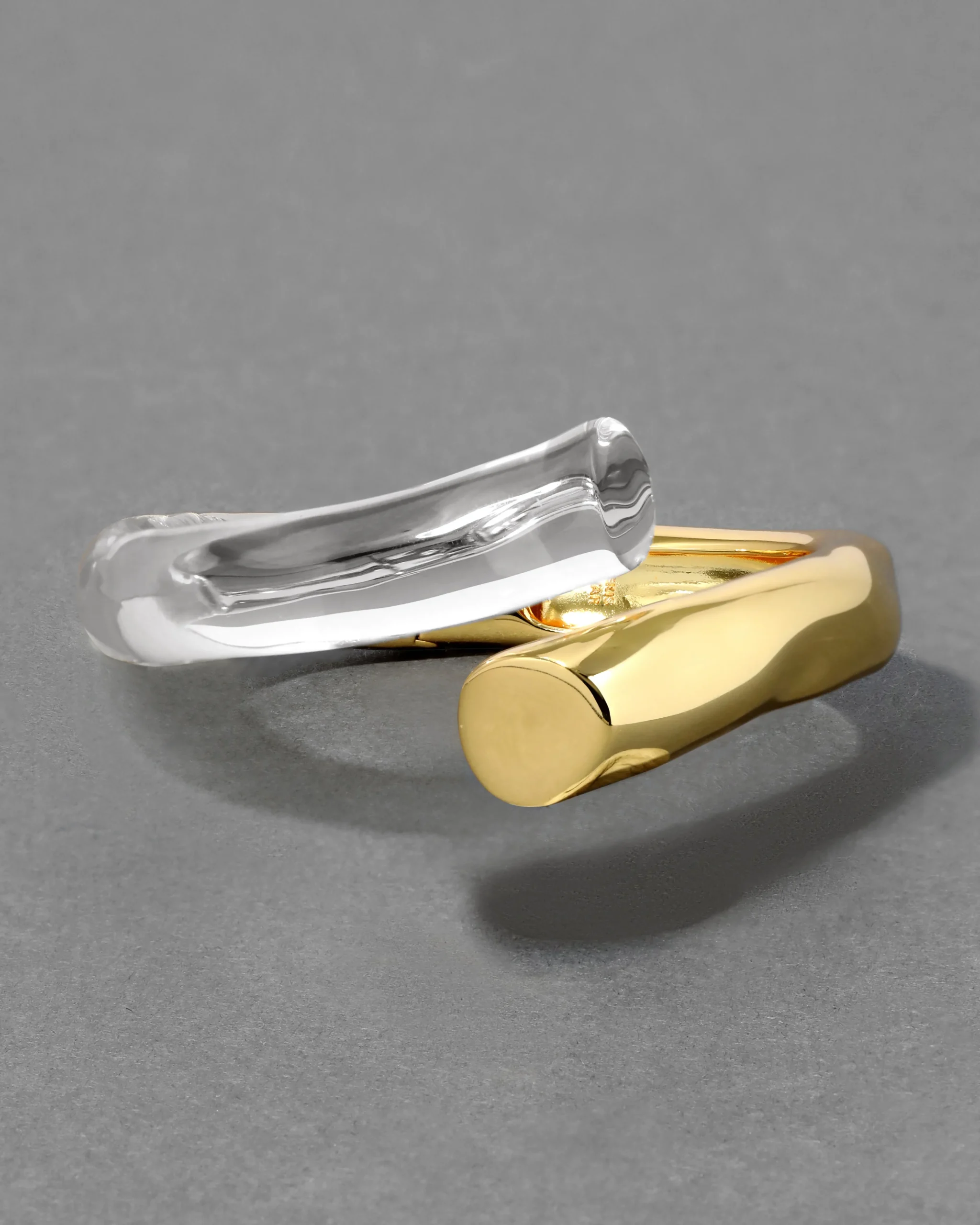 Liquid Lucite Bypass Hinge Bracelet- Clear
