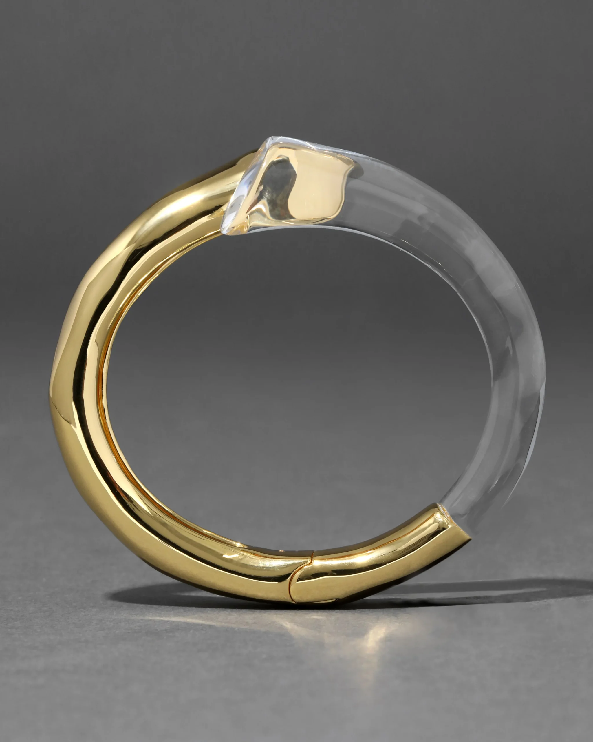 Liquid Lucite Bypass Hinge Bracelet- Clear
