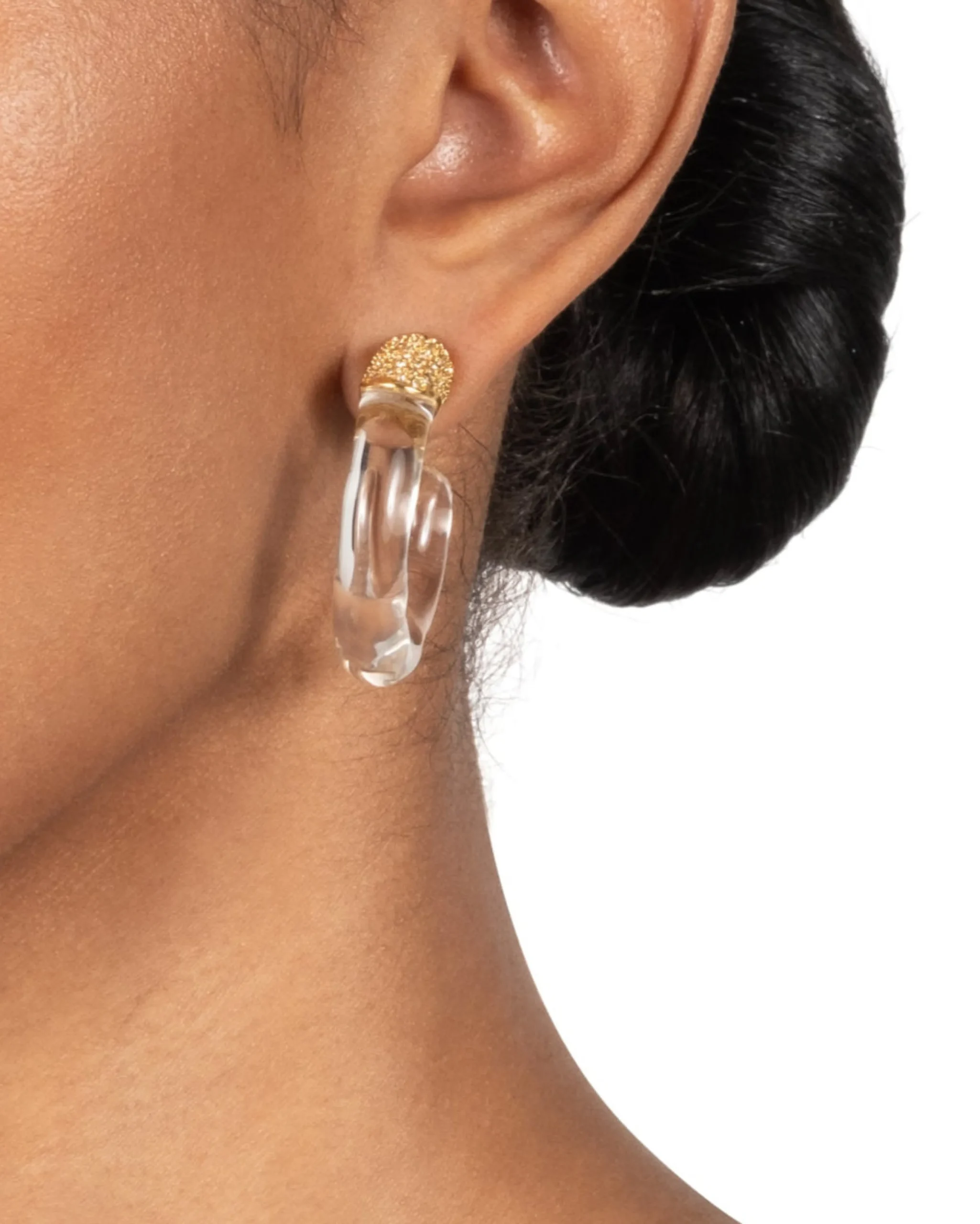 Liquid Lucite Crystal Front Back Hoop Earring