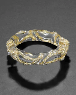 Liquid Lucite Crystal Pave Hinge Bracelet- Clear