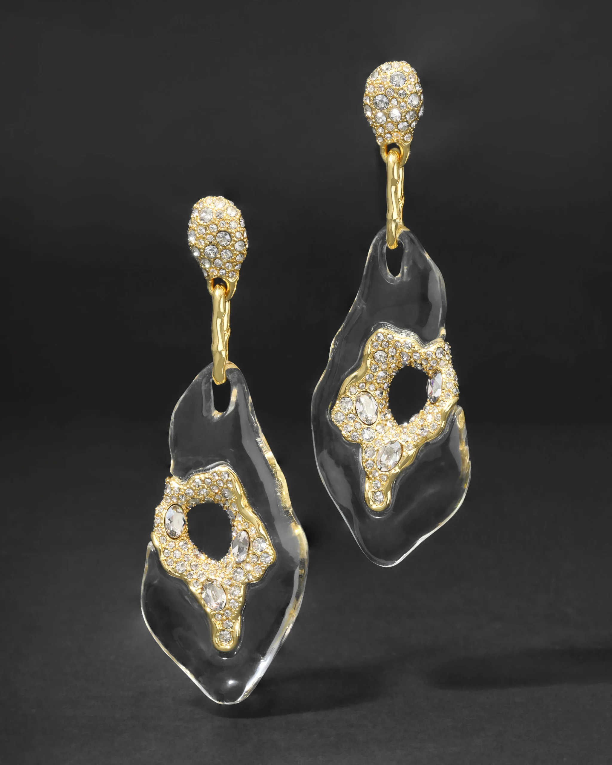 Liquid Lucite Crystal Pavé Geode Drop Earring