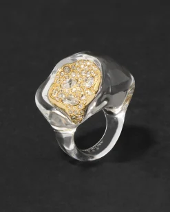 Liquid Lucite Crystal Pavé Geode Ring