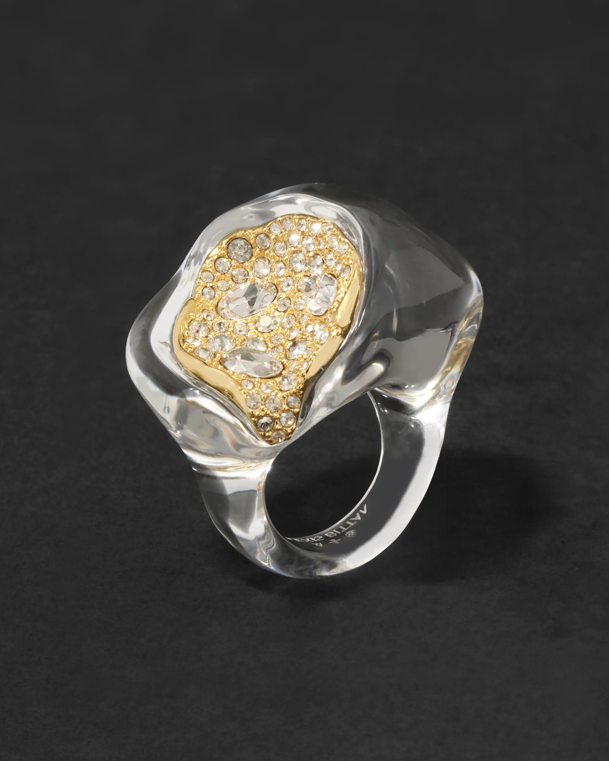Liquid Lucite Crystal Pavé Geode Ring