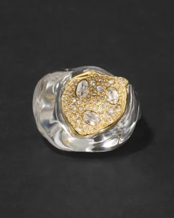 Liquid Lucite Crystal Pavé Geode Ring
