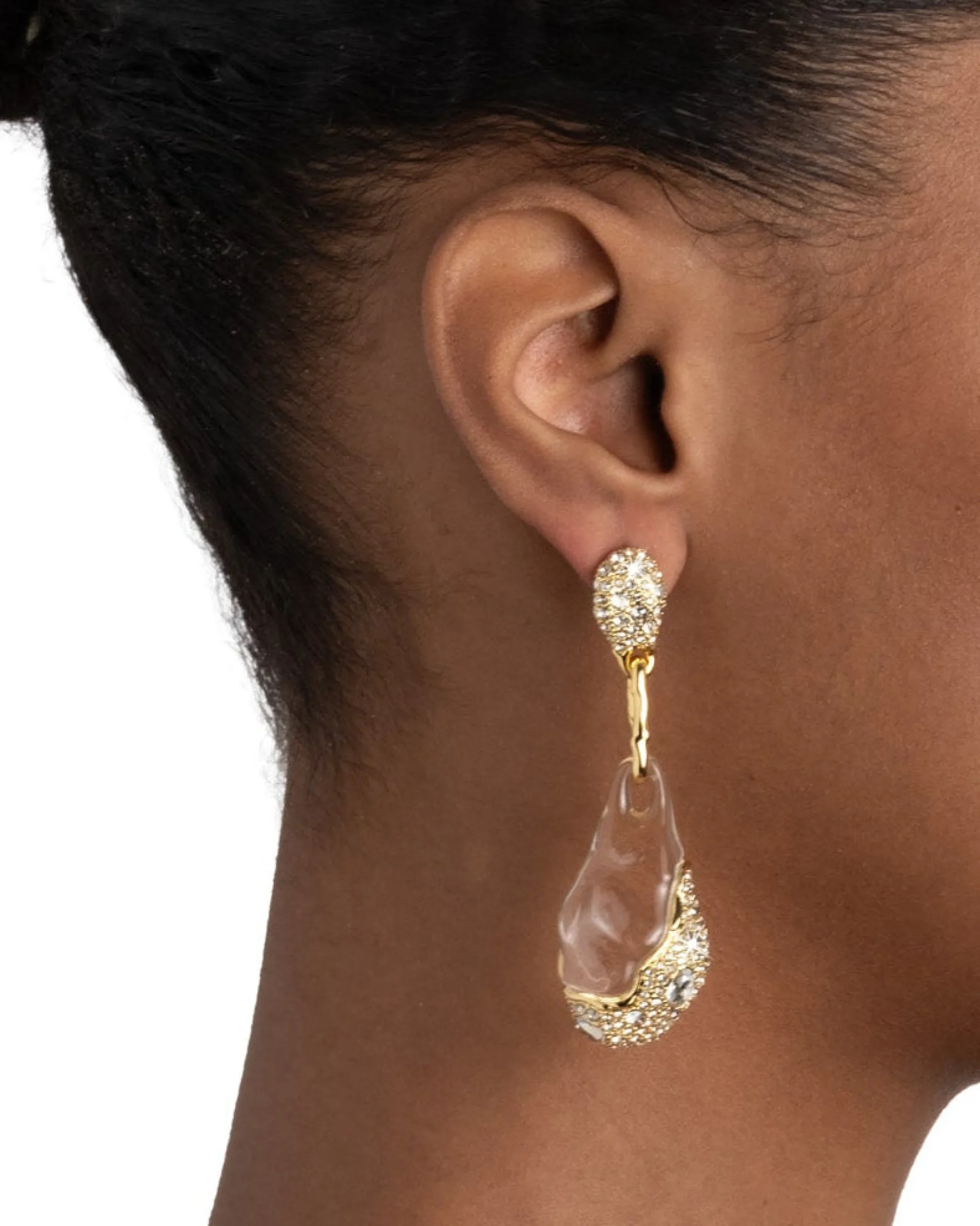 Liquid Lucite Crystal Pavé Pebble Drop Earring