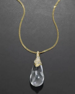 Liquid Lucite Crystal Pavé Teardrop Necklace