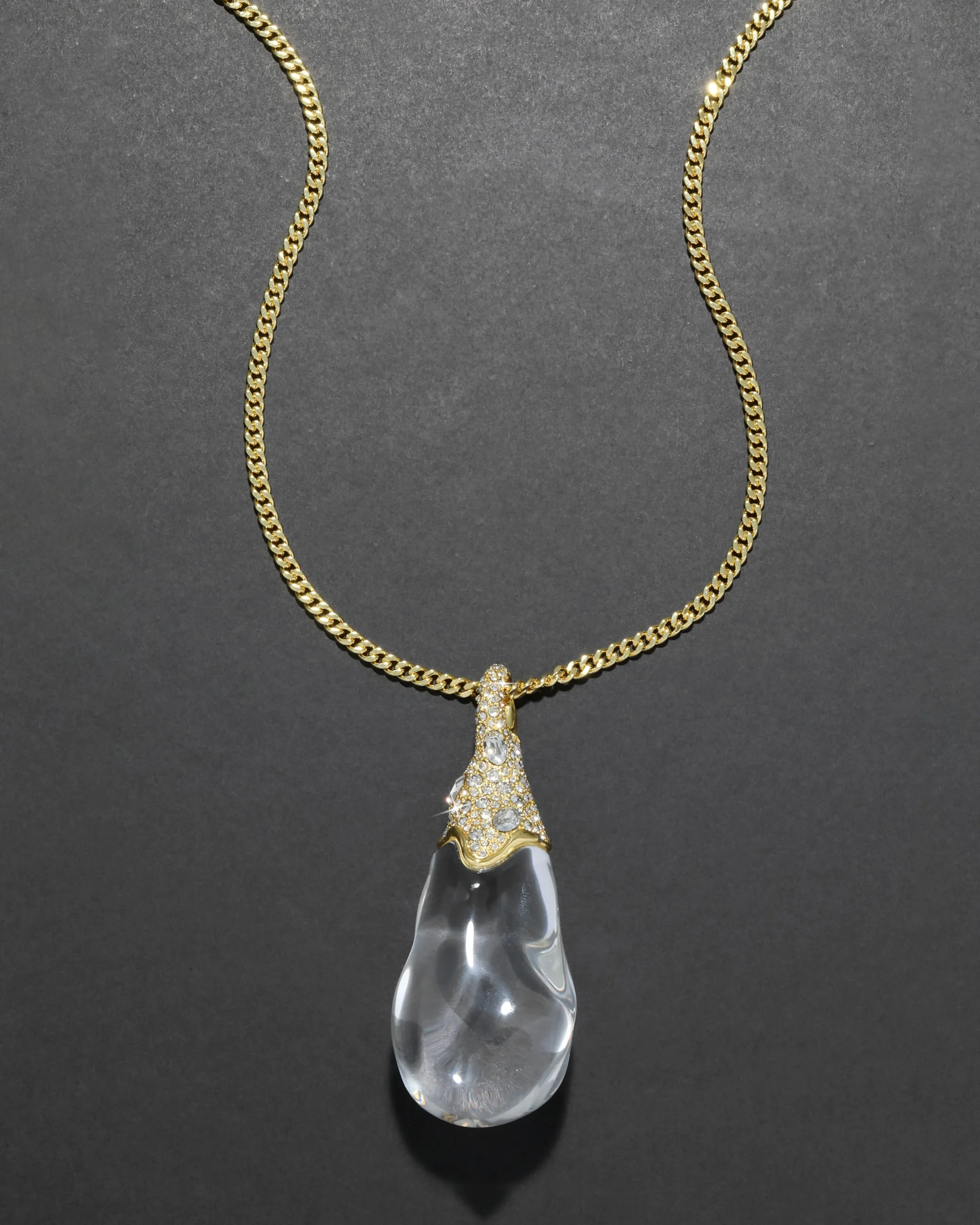 Liquid Lucite Crystal Pavé Teardrop Necklace