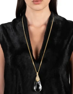 Liquid Lucite Crystal Pavé Teardrop Necklace